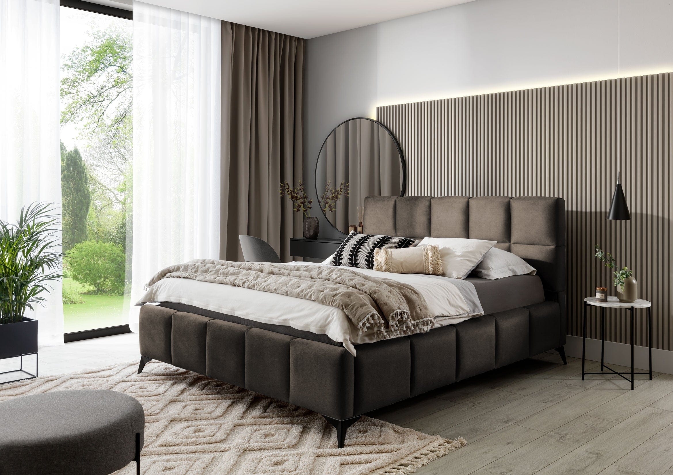 Letto matrimoniale con contenitore in velluto Mister (6)