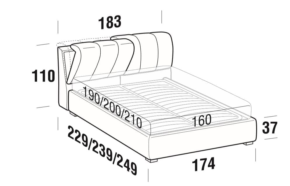Letto matrimoniale con contenitore Inster Grigio (7)