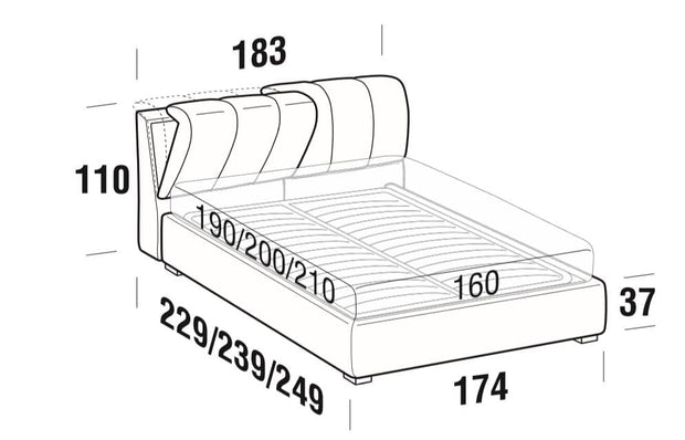 Letto matrimoniale con contenitore Inster Grigio (7)