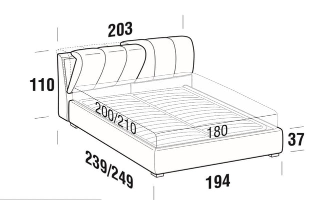 Letto matrimoniale con contenitore Inster Grigio (8)