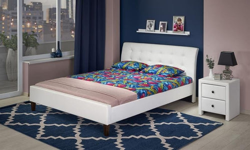 Letto matrimoniale in ecopelle Samantha Bianco & HLMP-PAT-TAP-SAMARA-WHITE