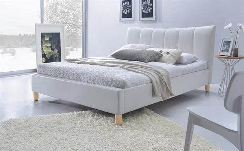 Letto matrimoniale in ecopelle Sandyaris Bianco