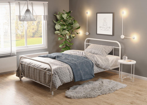 Letto matrimoniale in ferro Lindsey Bianco & HLMP-PAT-LINDA-WHITE & HLMP-PAT-LINDA-WHITE
