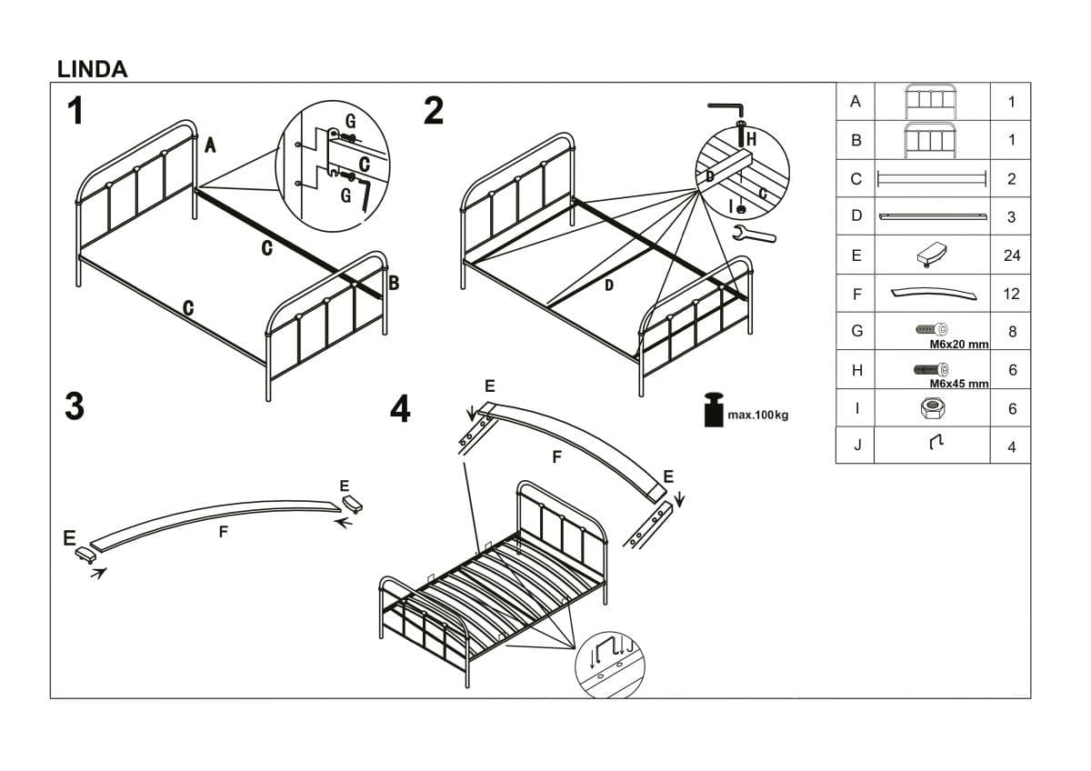 Letto matrimoniale in ferro Lindsey Bianco (9)