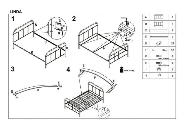 Letto matrimoniale in ferro Lindsey Bianco (9)