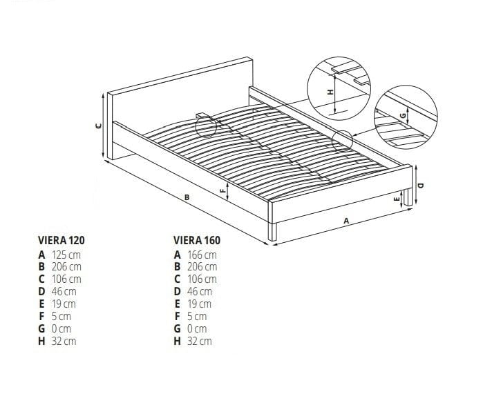 Letto matrimoniale in legno e ferro Vierannis Bianco e Nero (1)