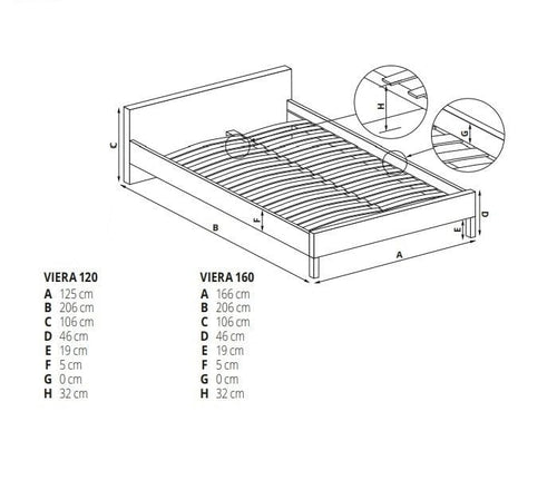 Letto matrimoniale in legno e ferro Vierannis Bianco e Nero (1)