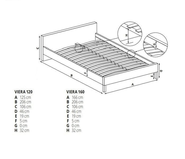 Letto matrimoniale in legno e ferro Vierannis Bianco e Nero (1)