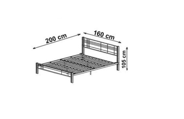 Letto matrimoniale in legno e ferro Vierannis Bianco e Nero (2)