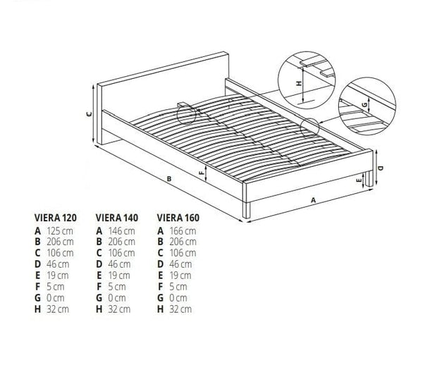 Letto matrimoniale in legno e ferro Vierannis Ciliegio (2)