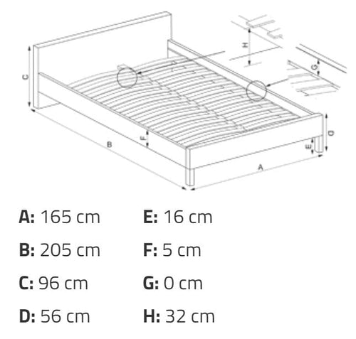 Letto matrimoniale in legno e ferro Violetani Bianco e Nero (1)