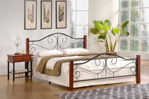Letto matrimoniale in legno e ferro Violetani Nero & HLMP-PAT-VIOLETTA-CHERRY-BLACK