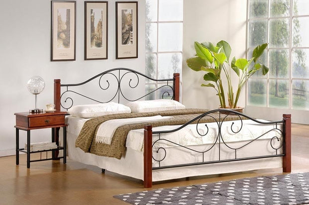 Letto matrimoniale in legno e ferro Violetani Nero & HLMP-PAT-VIOLETTA-CHERRY-BLACK