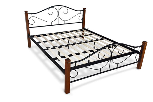 Letto matrimoniale in legno e ferro Violetani Nero (1)