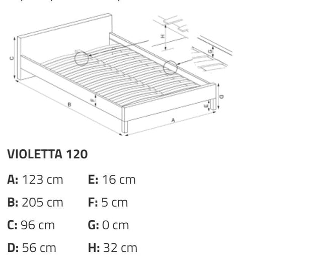 Letto matrimoniale in legno e ferro Violetani Nero (2)