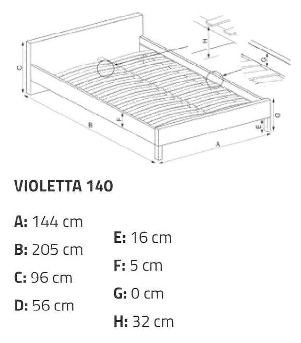 Letto matrimoniale in legno e ferro Violetani Nero (3)