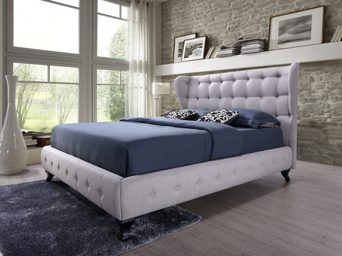 Letto matrimoniale in tessutto Abella Beige