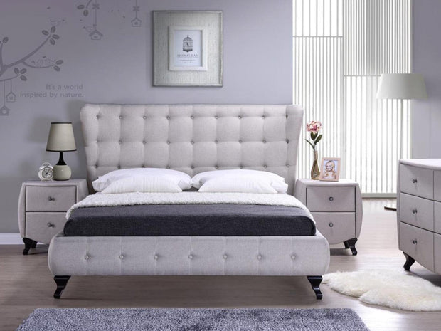 Letto matrimoniale in tessutto Abella Beige (1)