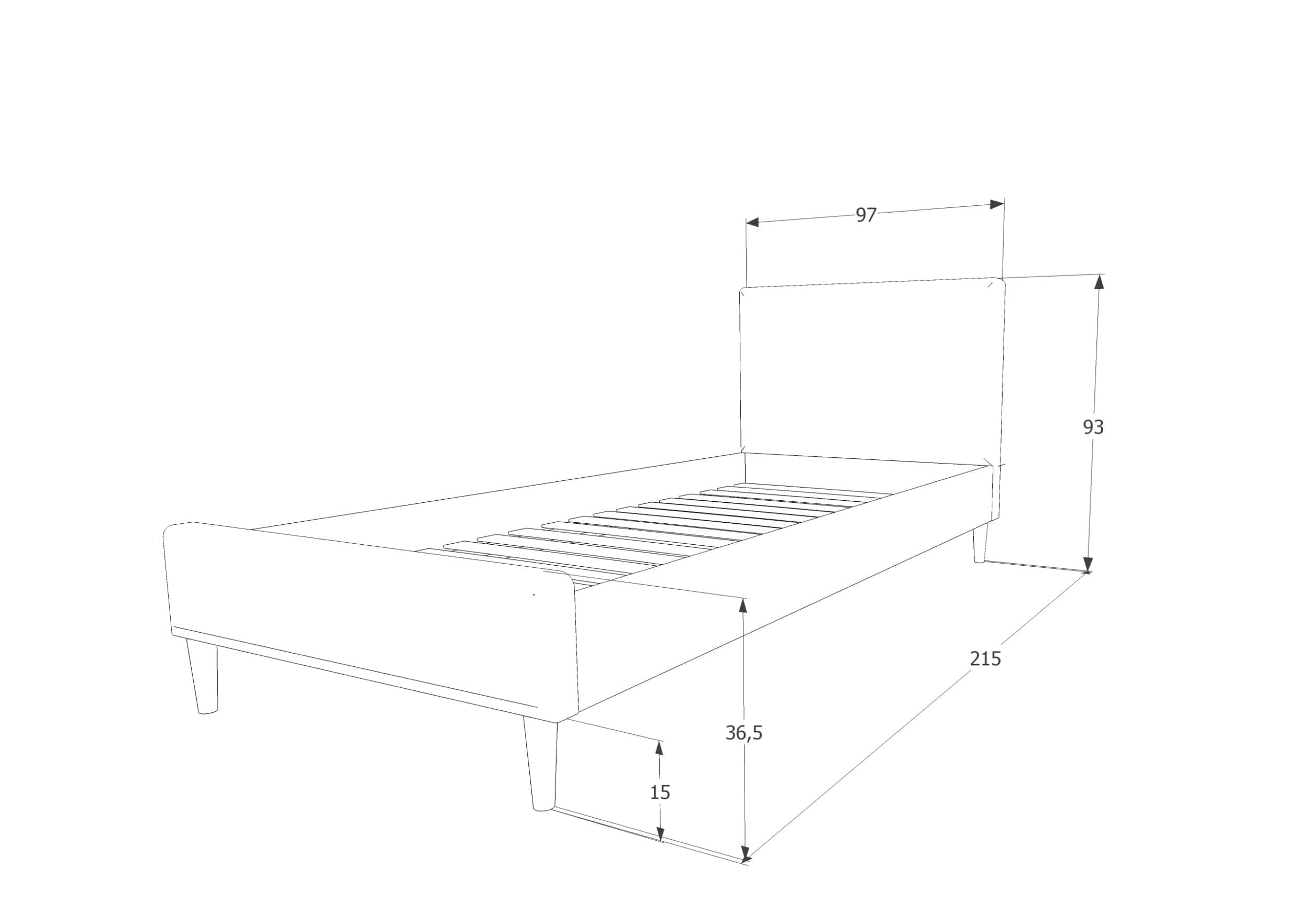 Letto matrimoniale in tessutto Acelin Grigio (2)