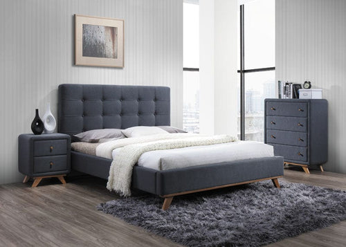 Letto matrimoniale in tessutto Melton Grigio