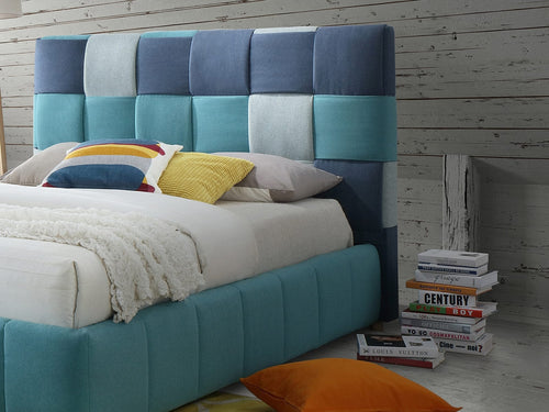 Letto matrimoniale in tessutto Santiago Blu (1)