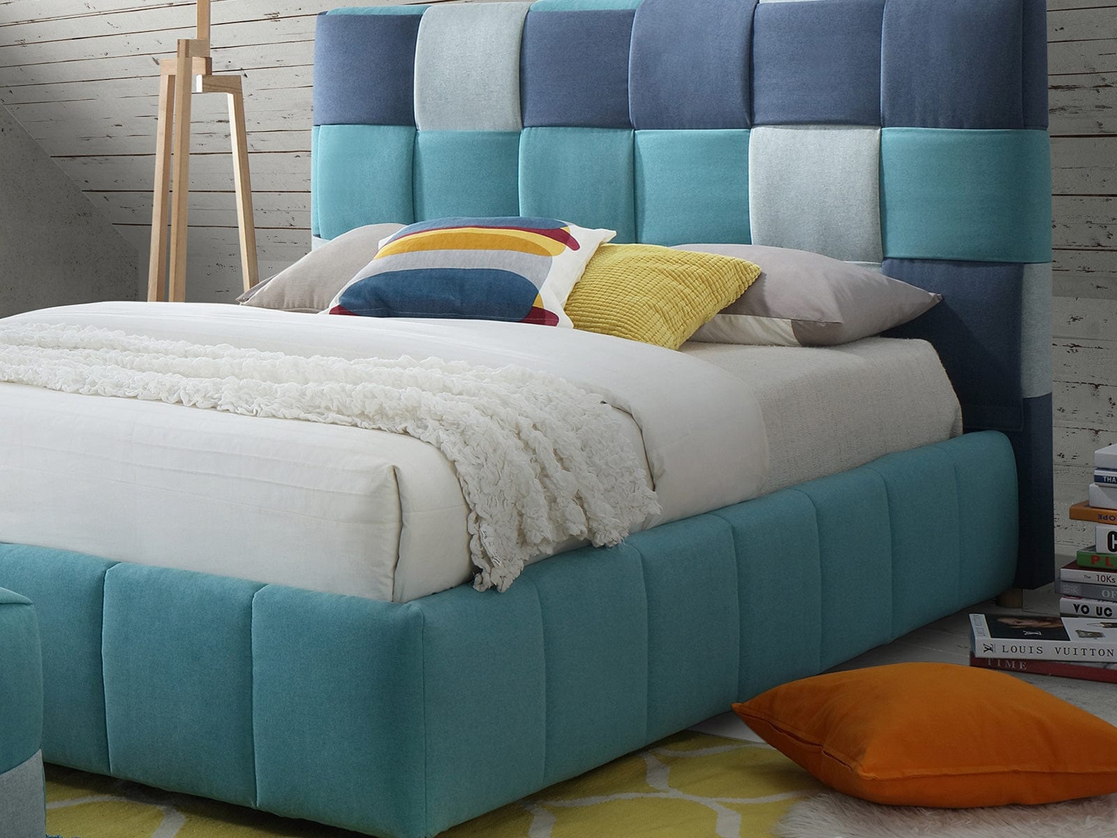 Letto matrimoniale in tessutto Santiago Blu (2)