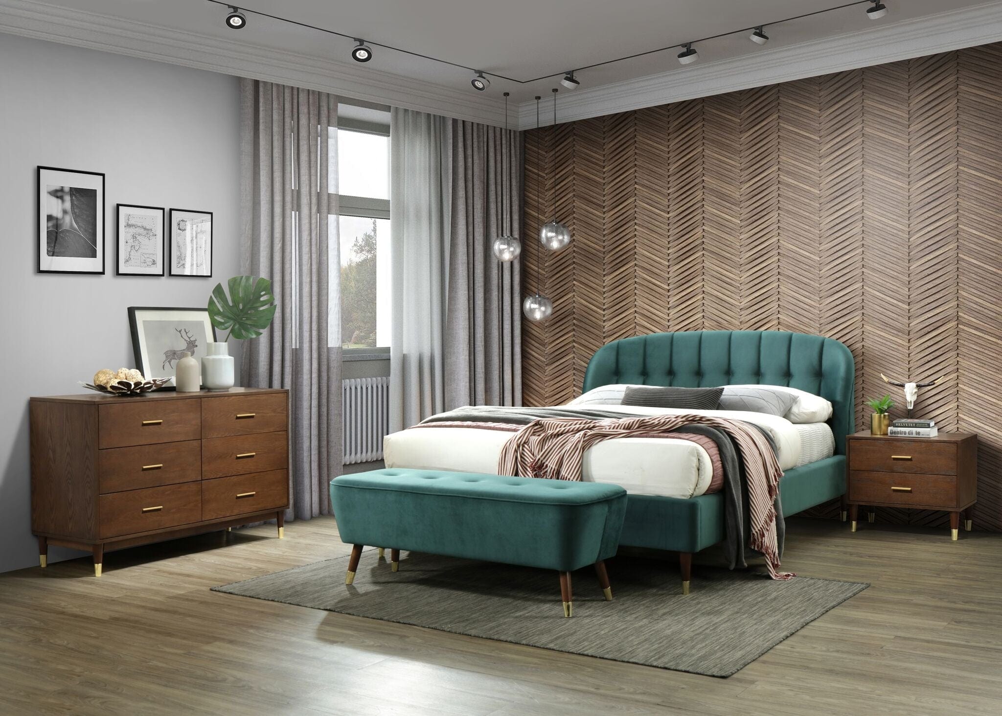 Letto matrimoniale in velluto Emerald Verde (1)