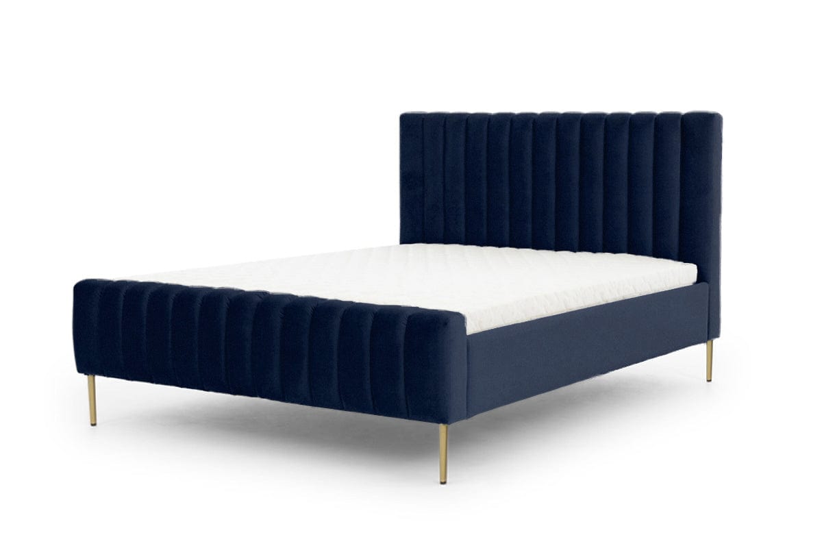 Letto matrimoniale in velluto Nicole Blu (1)