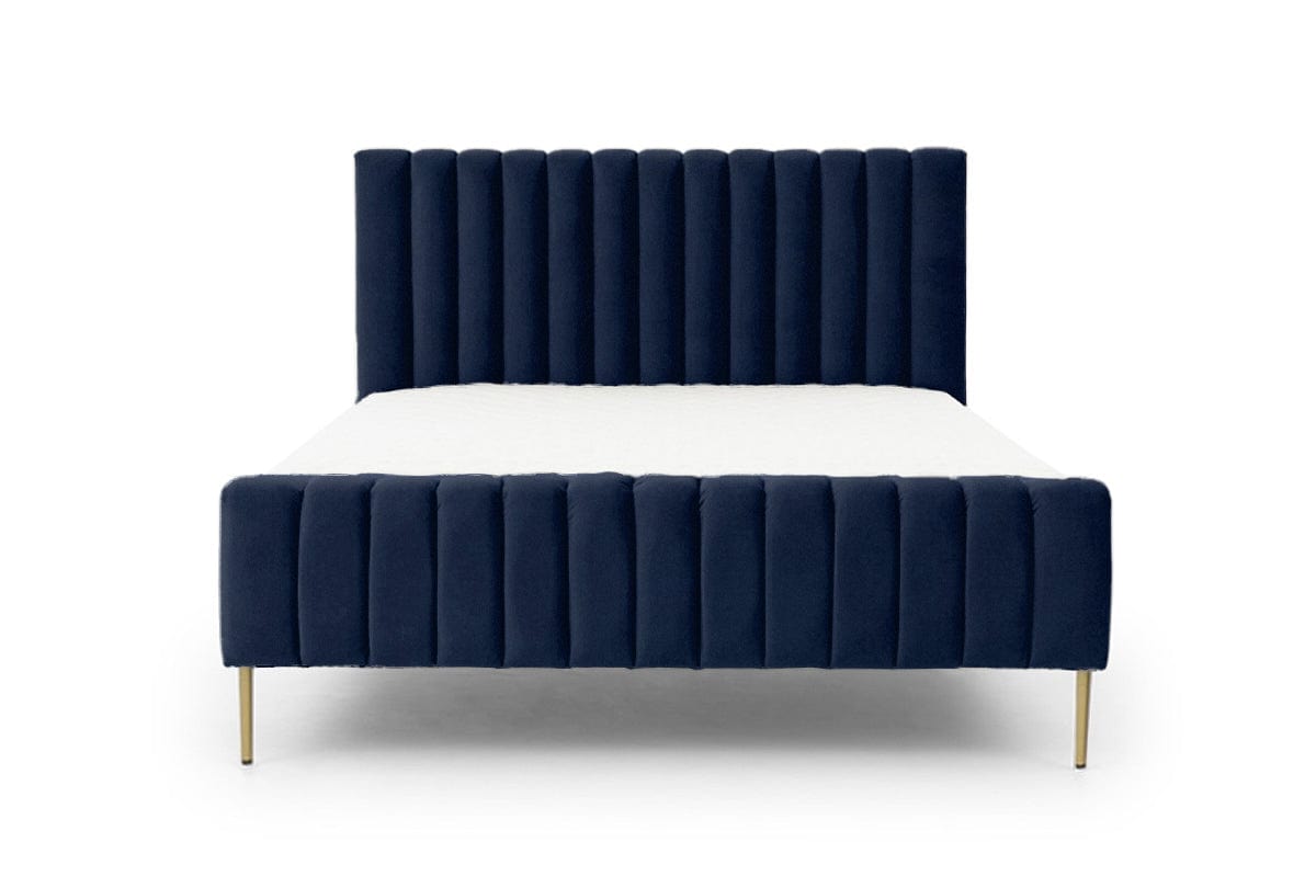 Letto matrimoniale in velluto Nicole Blu (2)