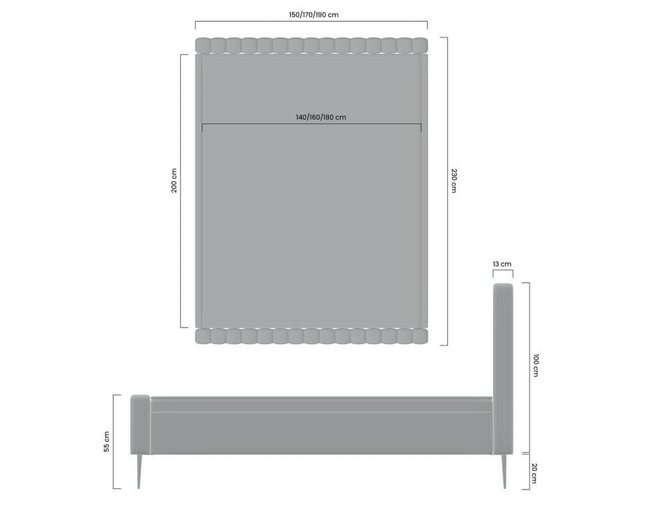 Letto matrimoniale in velluto Nicole Blu (4)