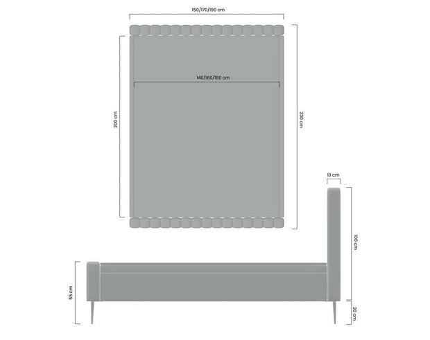 Letto matrimoniale in velluto Nicole Blu (4)