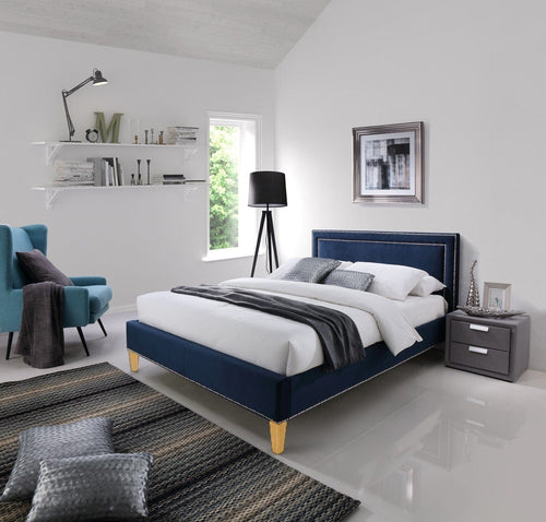 Letto matrimoniale in velluto Ocean Blu & SMPSWH-PAT-TAPITAT-OCEAN-BLUE