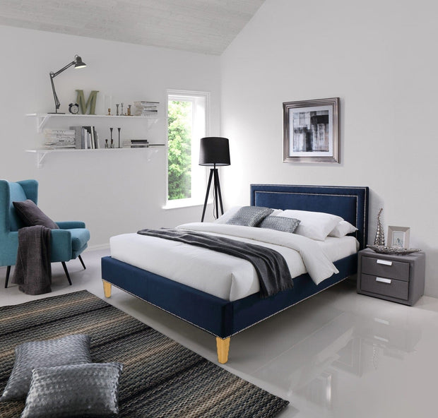 Letto matrimoniale in velluto Ocean Blu & SMPSWH-PAT-TAPITAT-OCEAN-BLUE