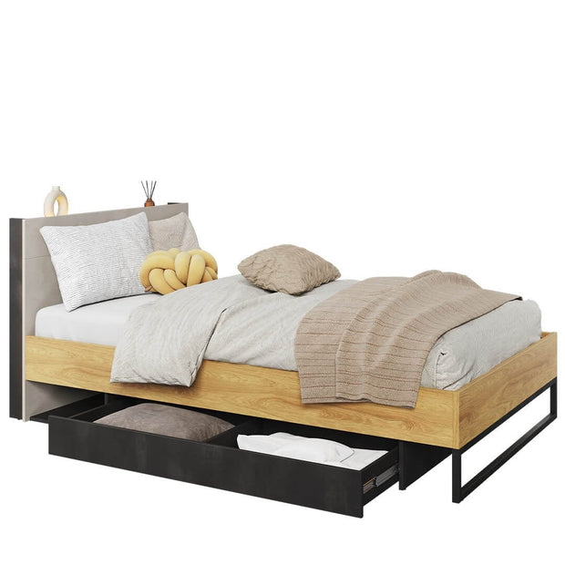 Letto per bambini/adolescenti a 1 cassetto e illuminazione LED Teen Flex TF17 Naturale, 120 x 200 cm (2)