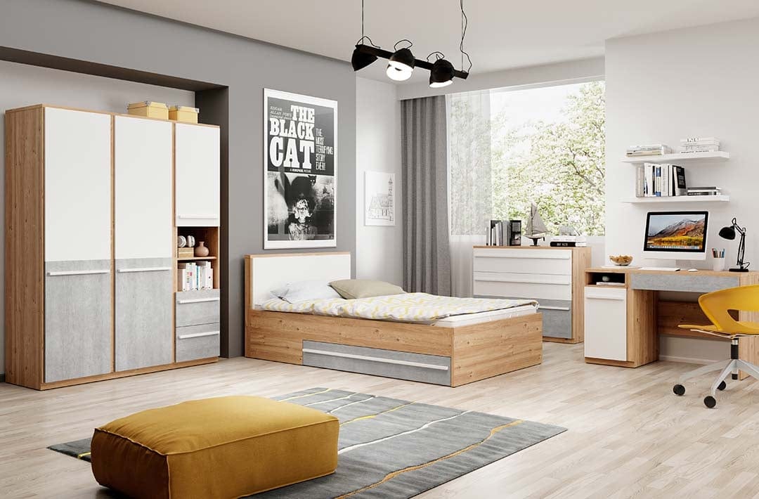 Letto per bambini/adolescenti a 2 cassetti Plano 10 Quercia, 120 x 200 cm (2)