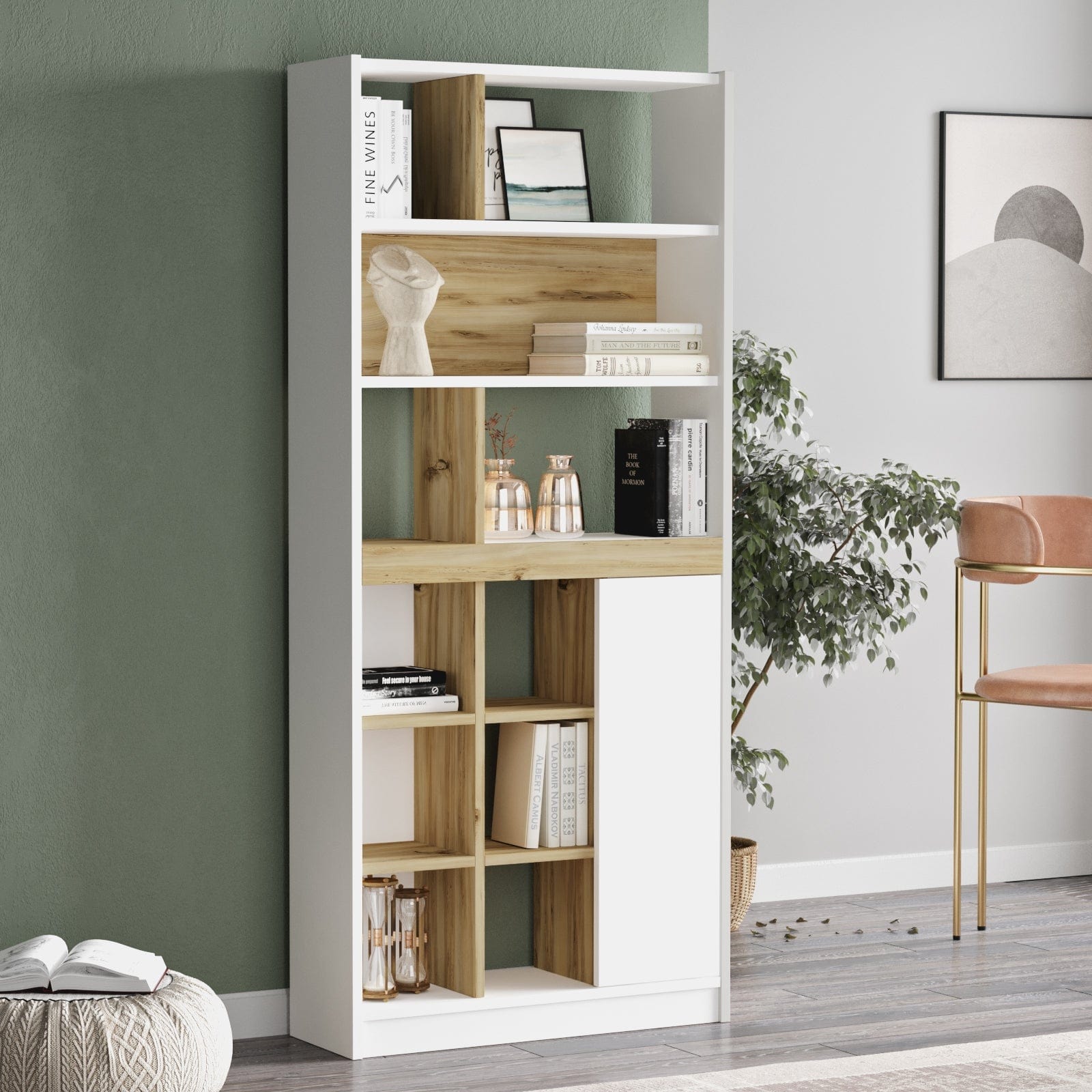 Libreria con 1 anta Luvio Alto LV20-WK Bianco