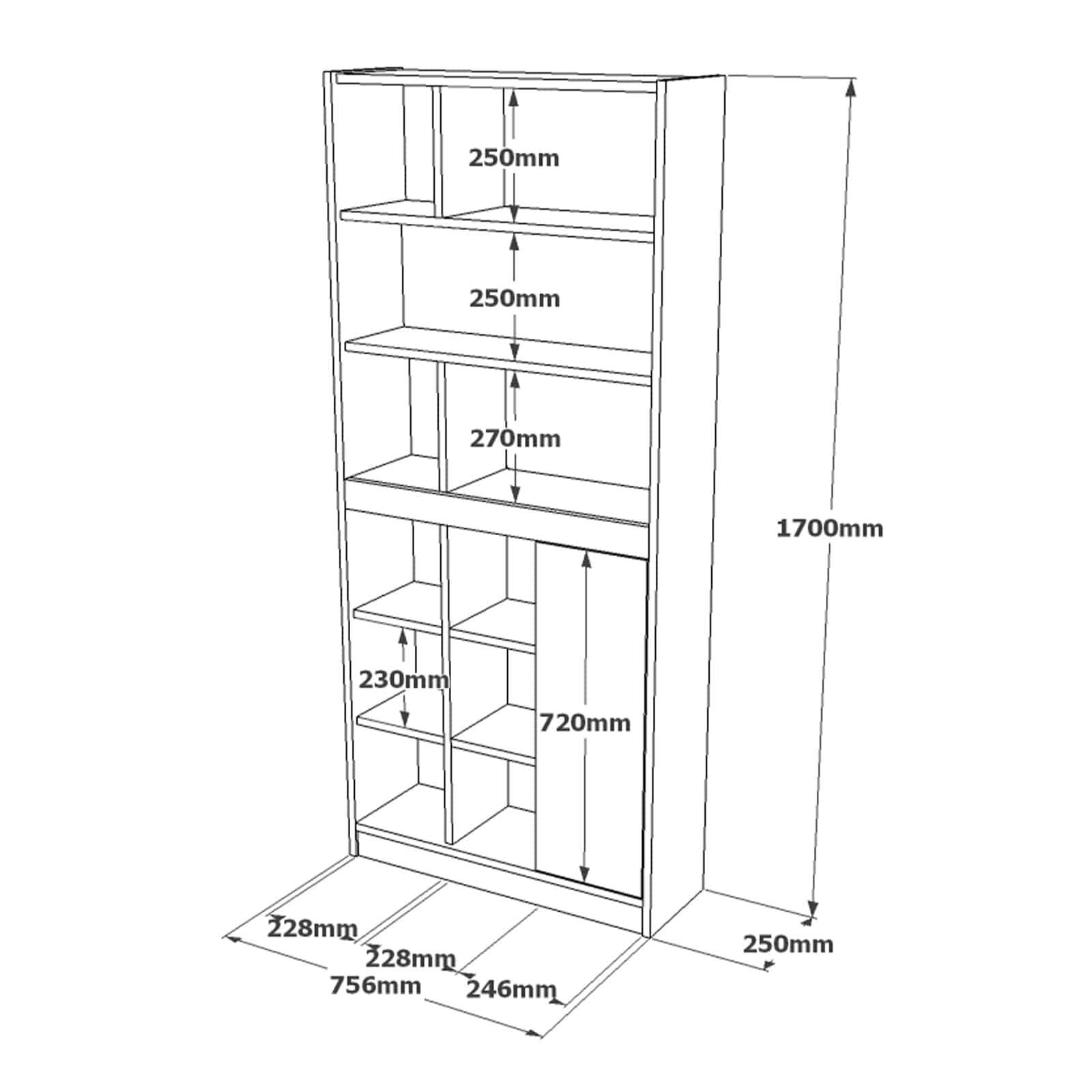 Libreria con 1 anta Luvio Alto LV20-WK Bianco (6)