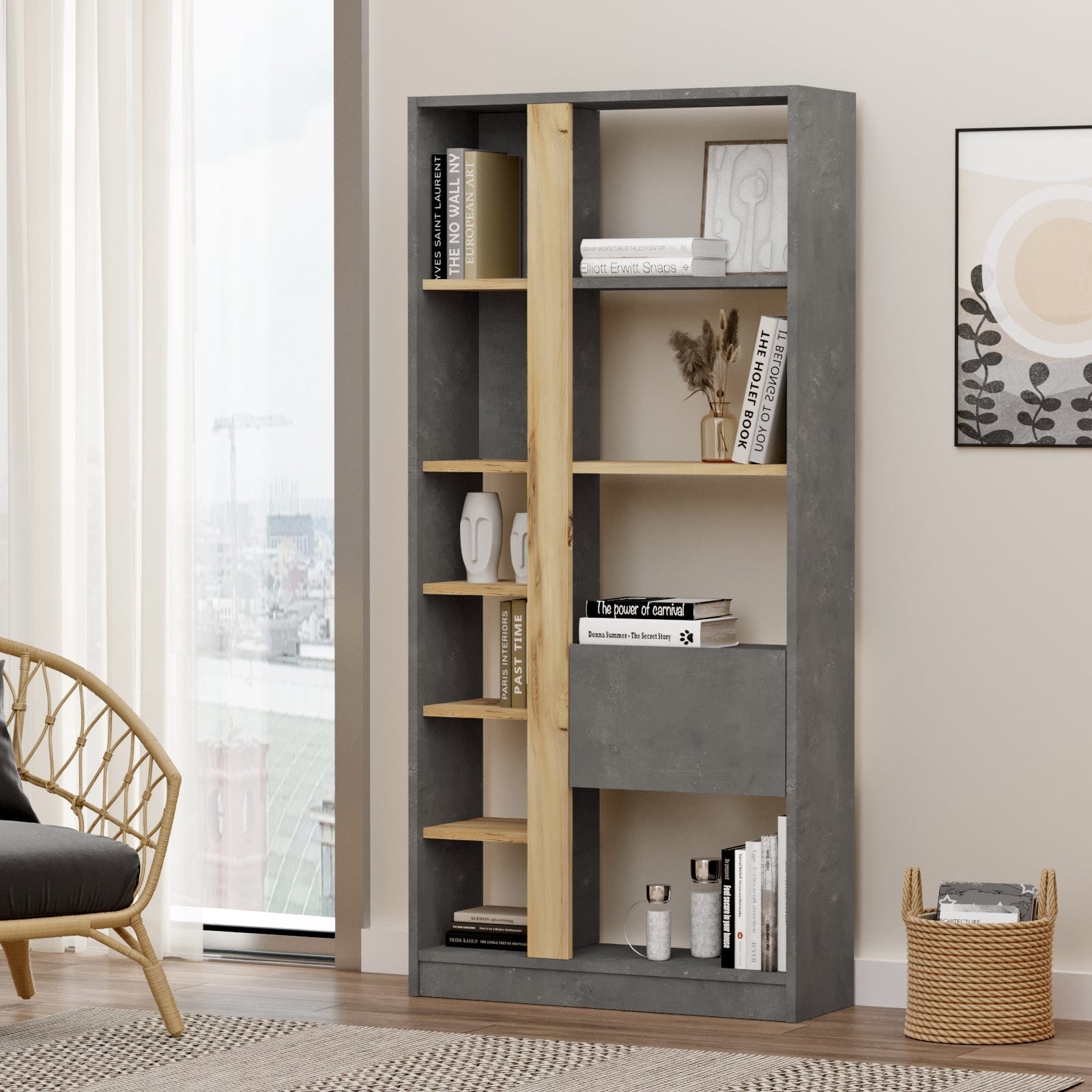 Libreria con 1 anta Luvio LV21-KR Grigio