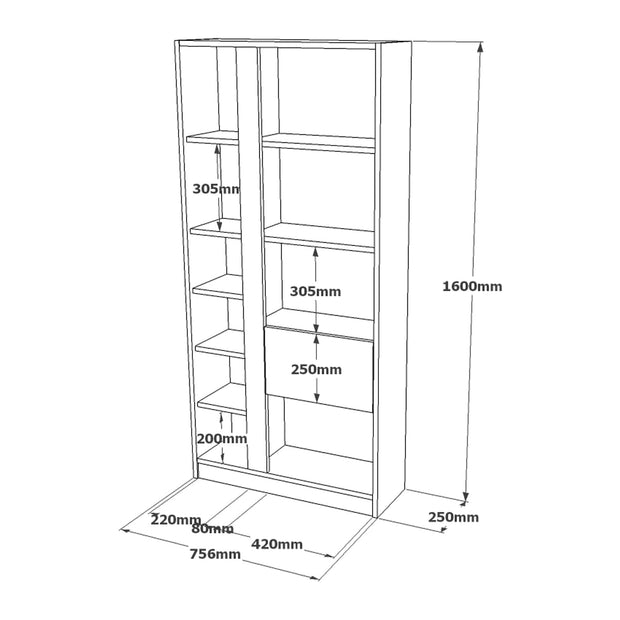 Libreria con 1 anta Luvio LV21-KR Grigio (6)