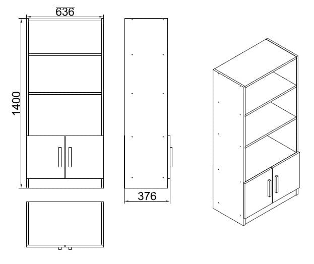 Libreria con 2 ante Vario D Quercia (6)