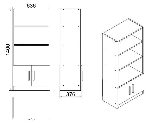 Libreria con 2 ante Vario D Quercia (6)