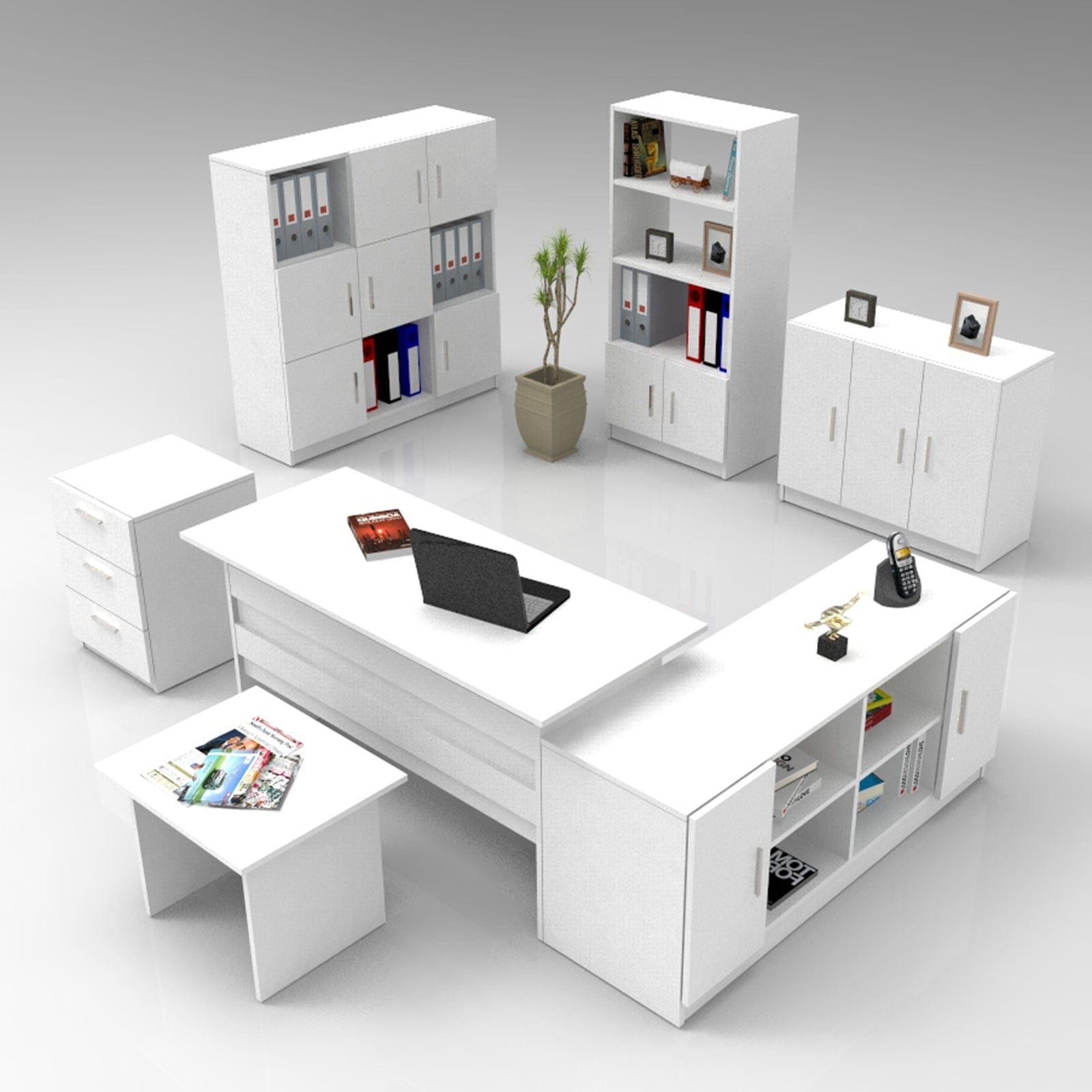 Libreria con 6 ante Vario VO7-W Bianco (4)
