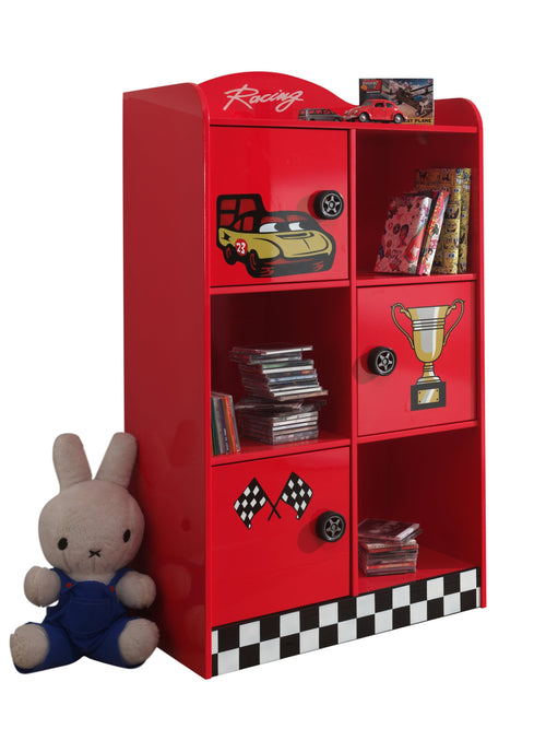 Libreria in MDF a 3 ante, per bambini Le Mans Red, l76xl42xh133,5 cm (1)