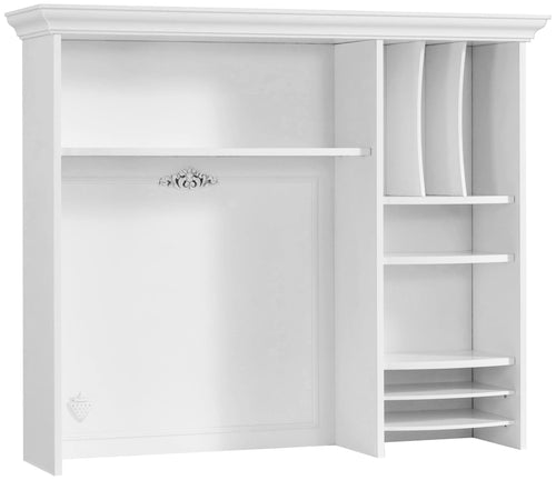 Libreria pensile, per bambini e ragazzi, Romantica White, l112xl29xh95 cm
