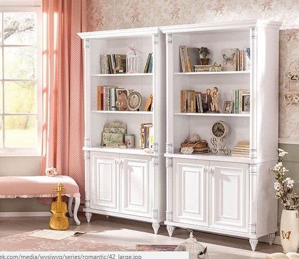 Libreria per bambini e ragazzi a 2 ante, Romantic Large White, l96xl42xh187 cm (3)