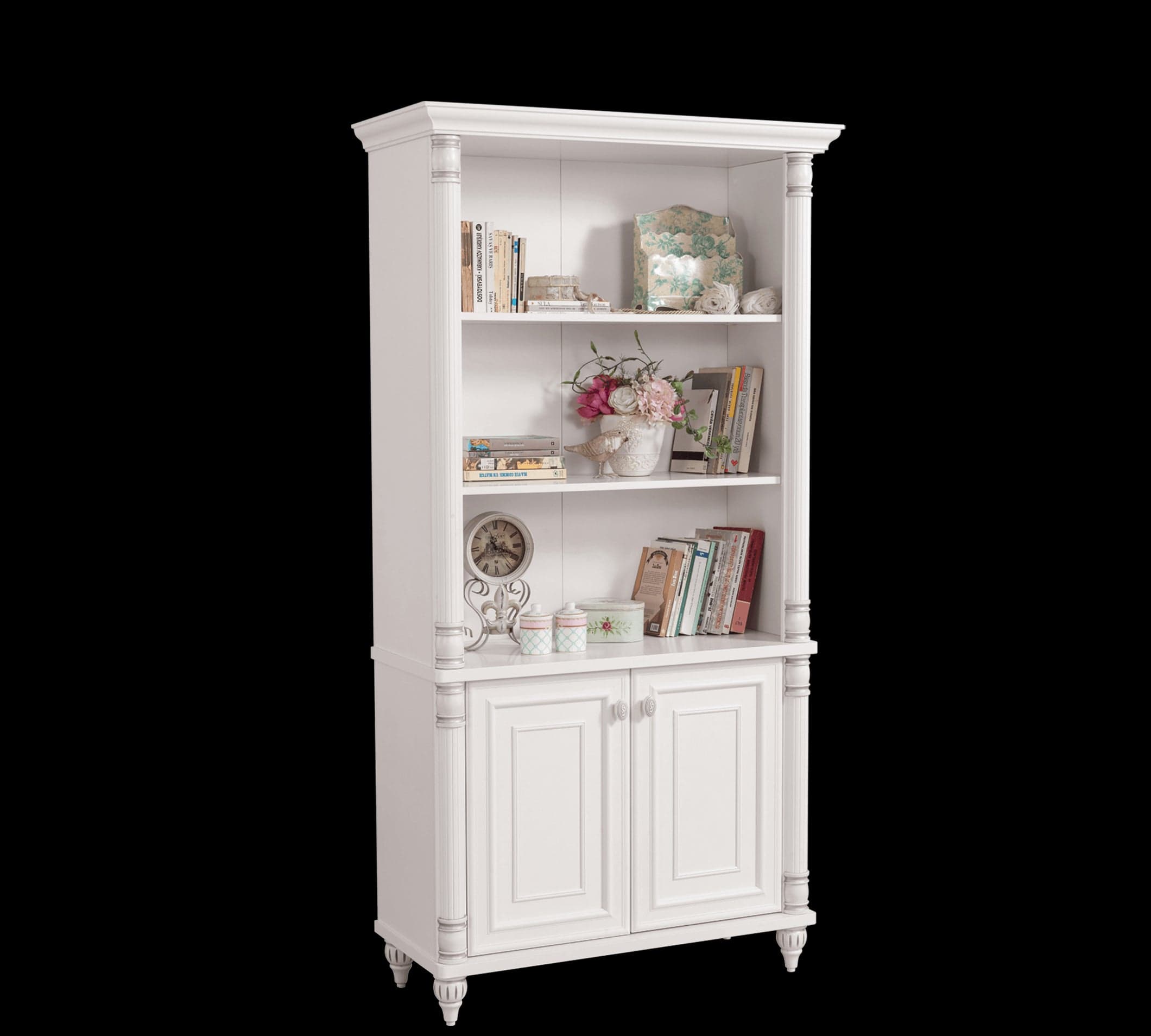 Libreria per bambini e ragazzi a 2 ante, Romantic Large White, l96xl42xh187 cm (5)