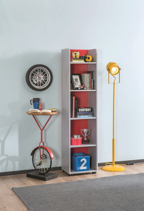 Libreria per bambini in paglia, Race Cup Rosso / Azzurro, L39xL32xH160 cm (1)