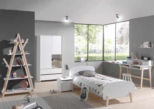 Libreria per bambini Kiddy in pino bianco e MDF, L90xL34xH170 cm (1)