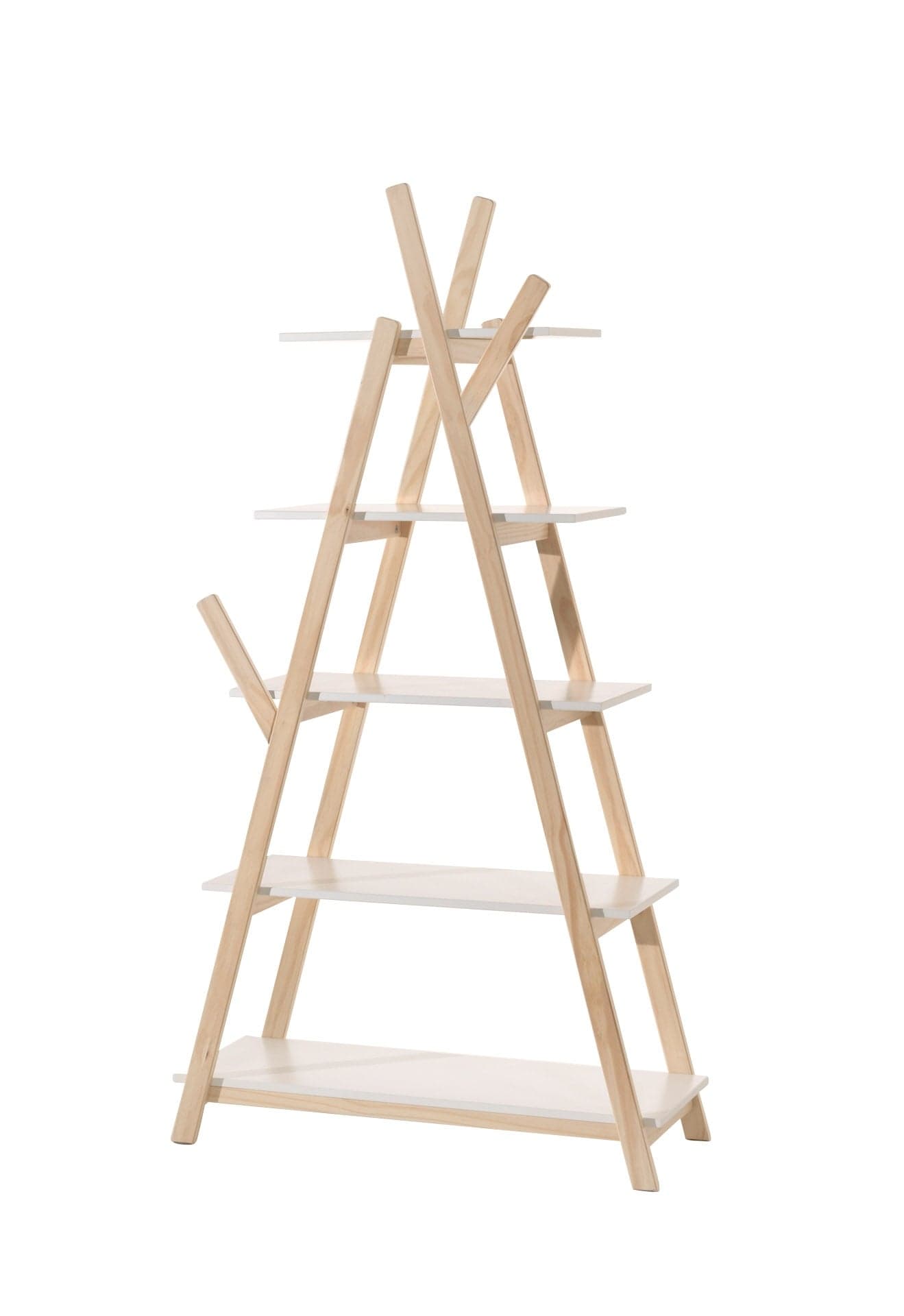 Libreria per bambini Kiddy in pino bianco e MDF, L90xL34xH170 cm (2)