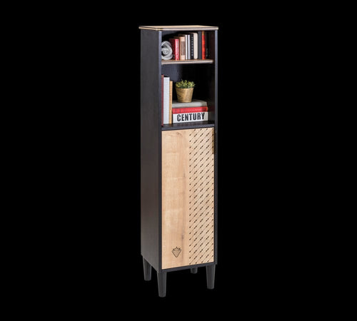 Libreria per ragazzi a 1 anta, Blacky Black / Nature, l35xL29xH147 cm